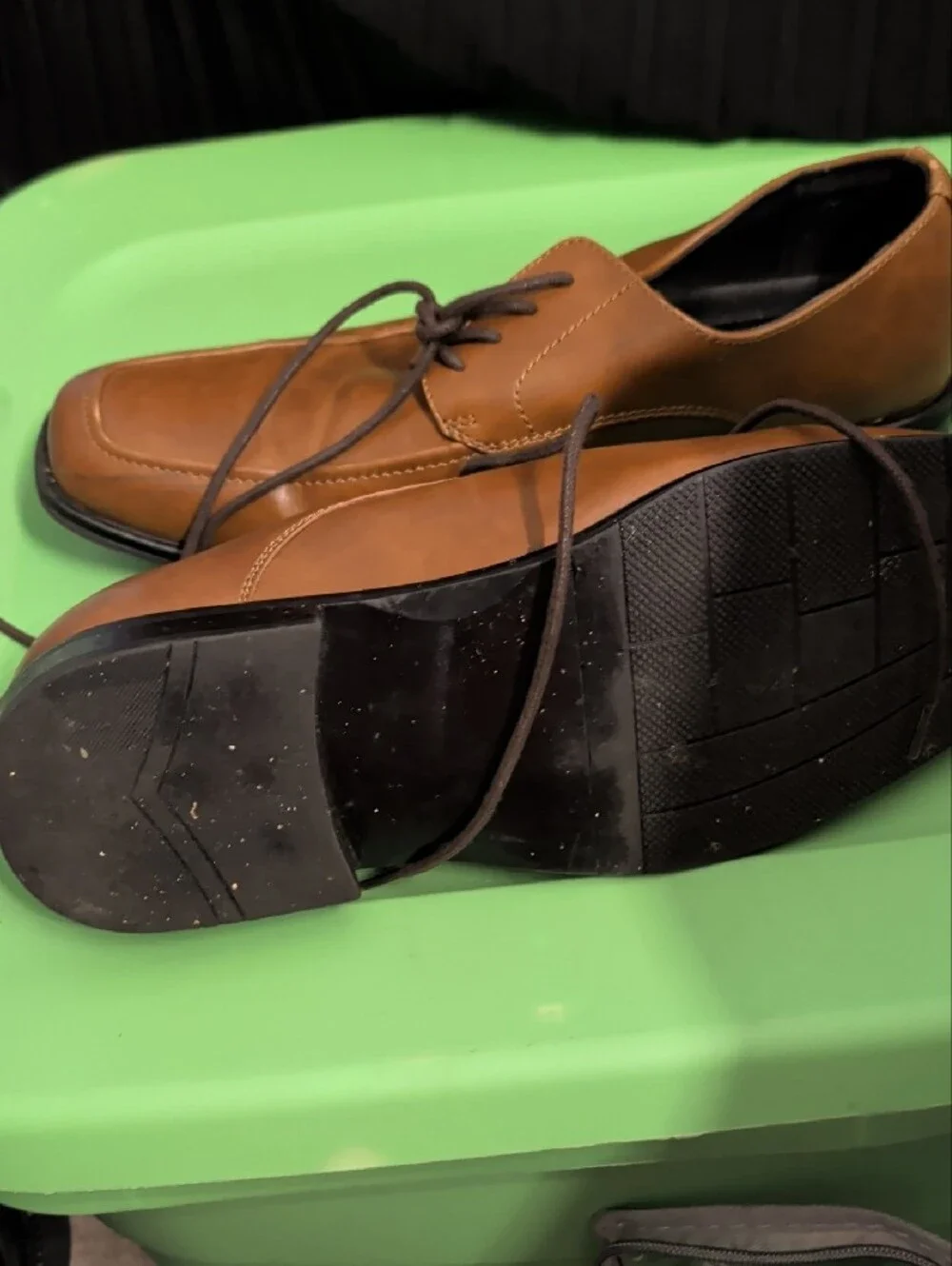 Alfani Tan/Brown Leather Lace-Up Derbys
